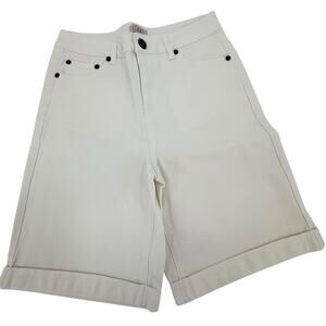 LOGO by Lori Goldstein Stretch Jean Shorts Womens Size 2 White Roll-up Cuff